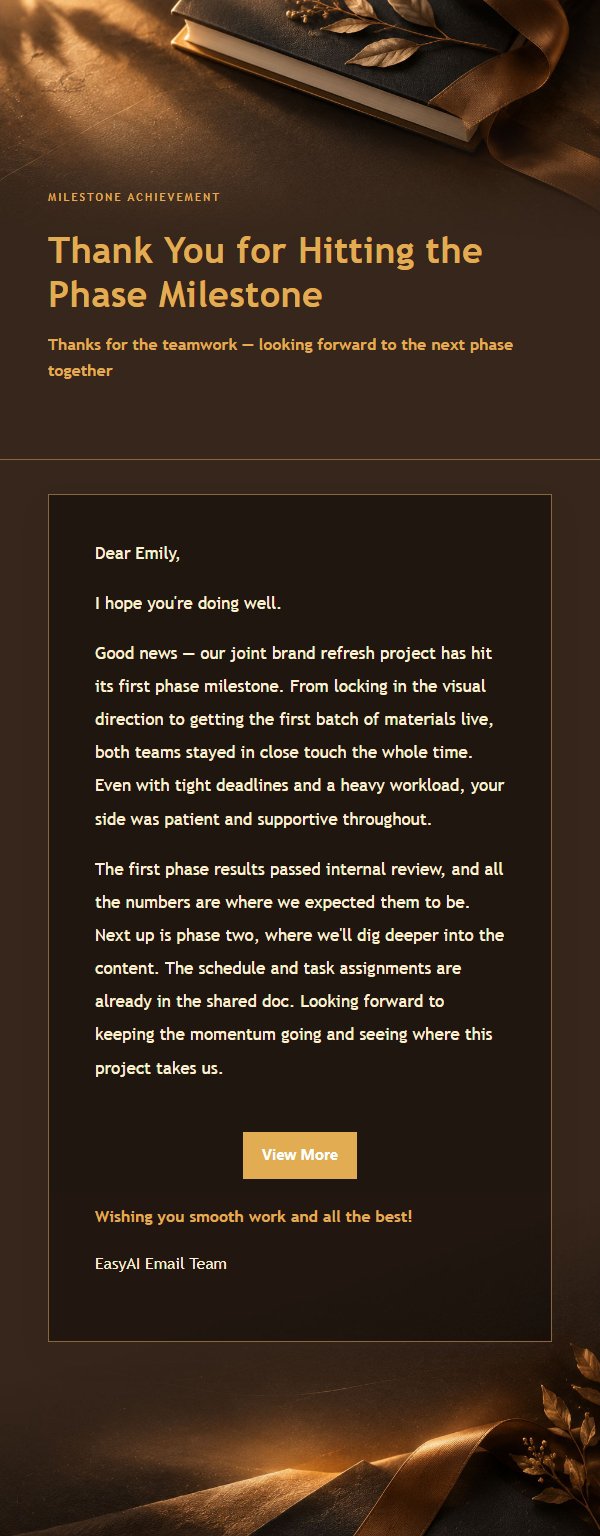 Charcoal Amber Project Completion Thank-You Email 2