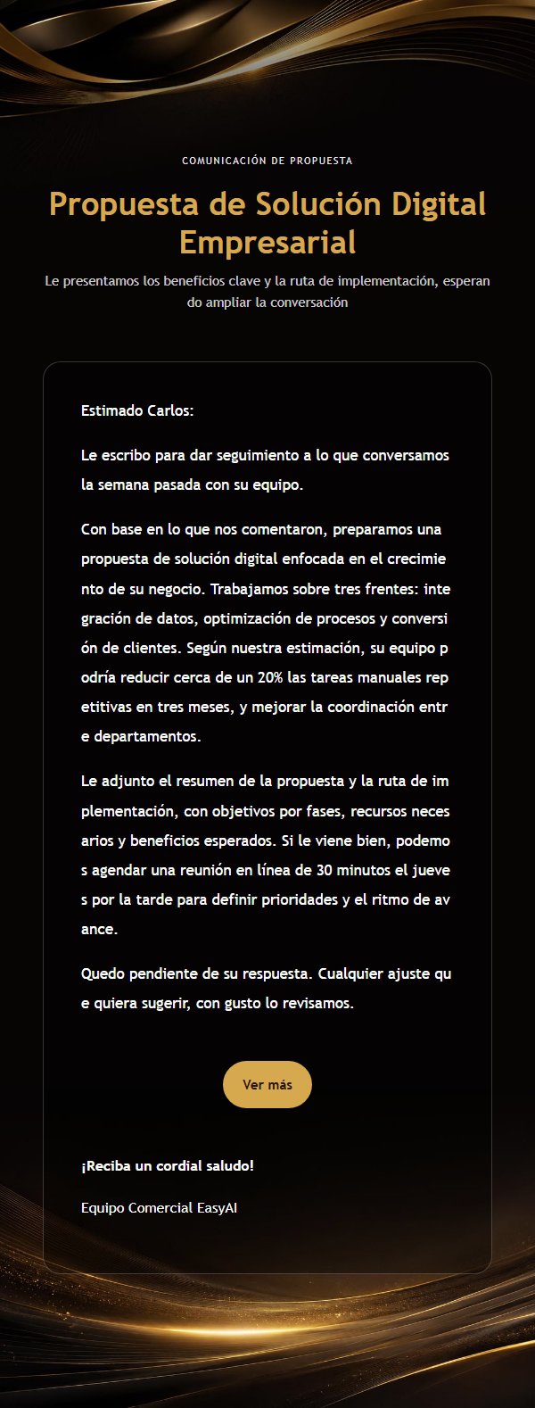 Carta Comercial Negra y Dorada