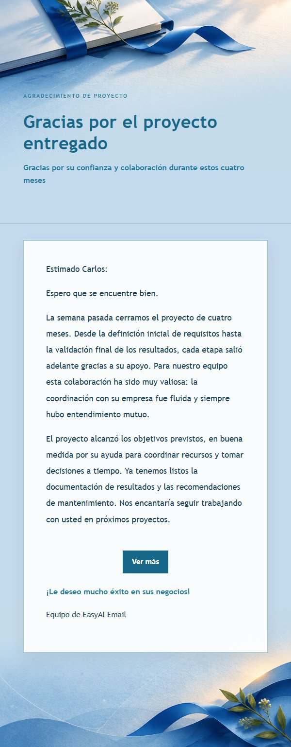Correo de Agradecimiento por Proyecto Finalizado en Azul Cobalto