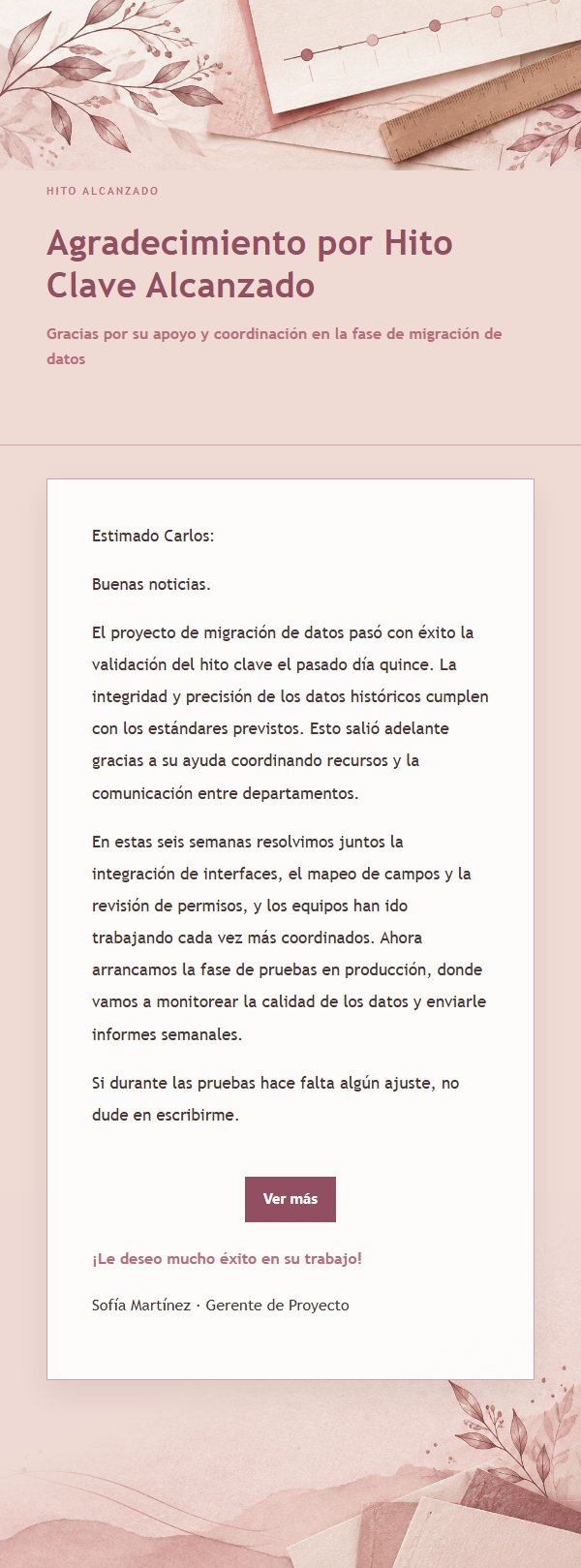Correo de Informe de Fase con Estilo Rosa Editorial 2
