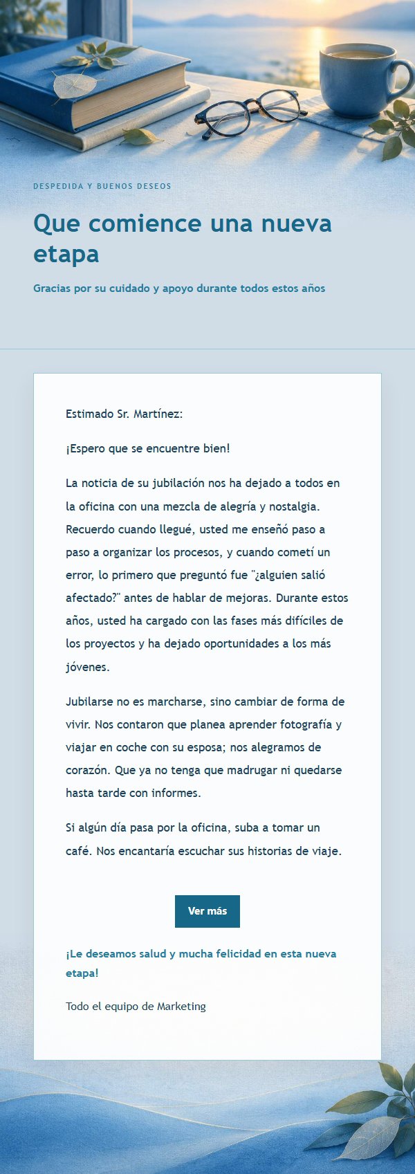 Carta de Despedida por Jubilación en Azul Cobalto 2