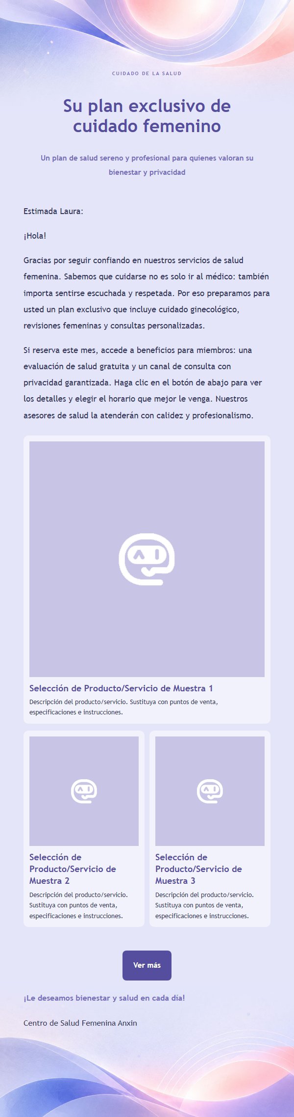 Campaña de Salud Femenina Lavanda y Cobalto