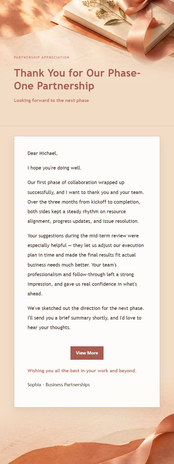 Coral Champagne Project Completion Thank-You Email 2