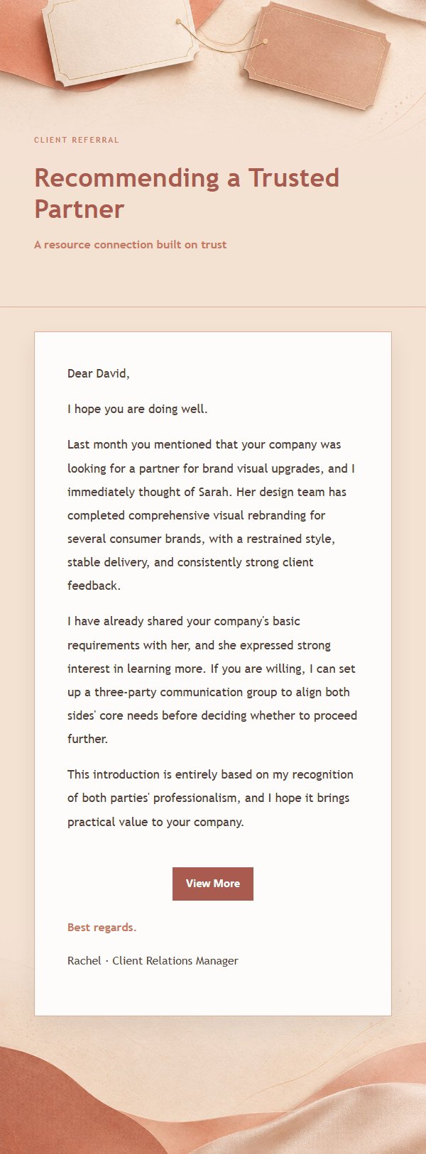 Coral Champagne Business Referral Email 2