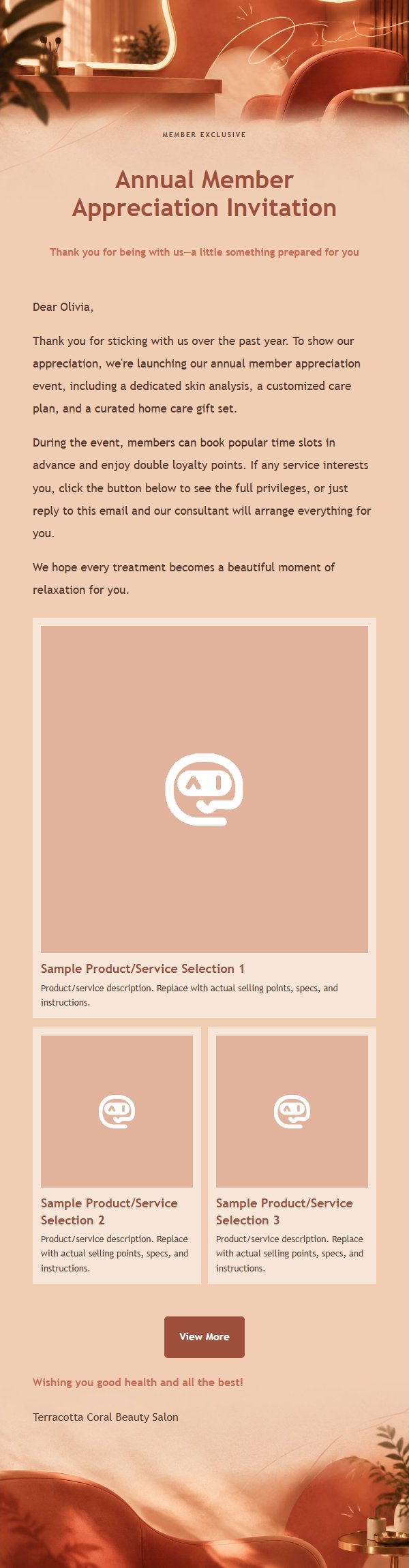 Terracotta Coral Salon Invitation Email 2