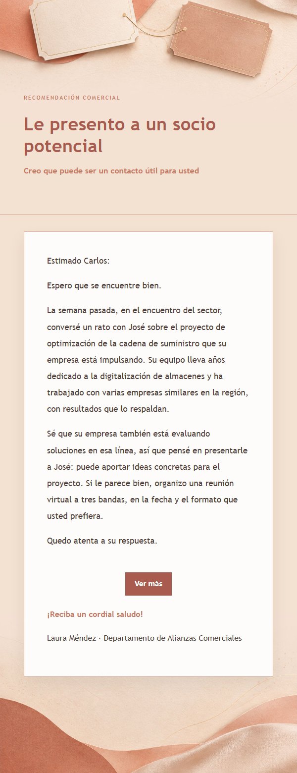 Carta de Recomendación Comercial Coral Champagne
