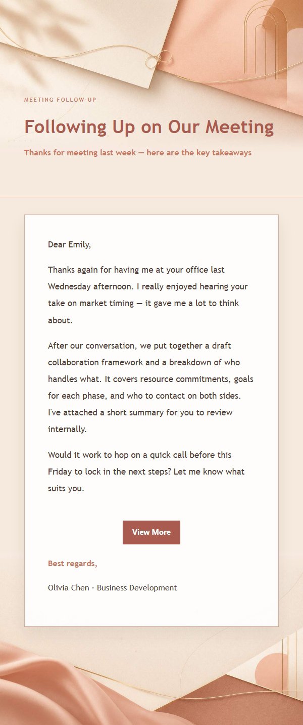 Coral Champagne Business Follow-Up Email