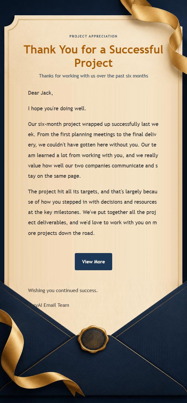 Midnight Blue Gold Business Thank-You Email