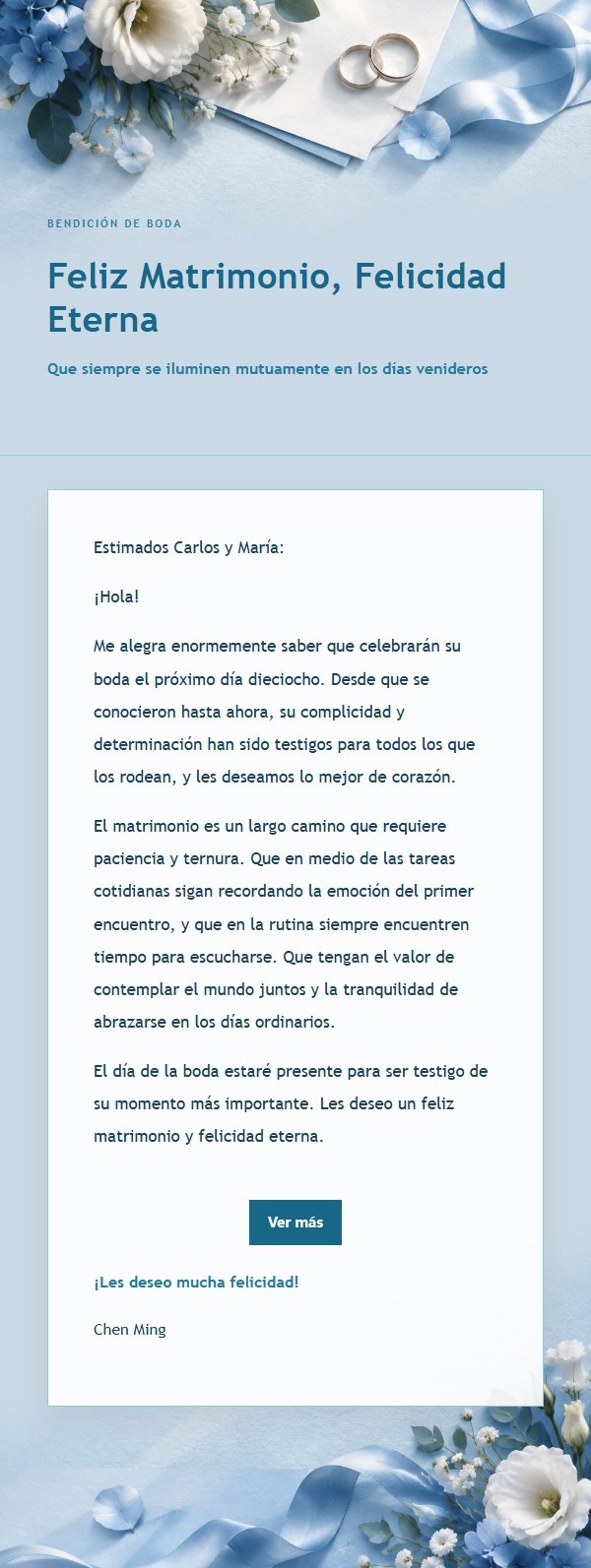Bendición de Boda Azul Cobalto