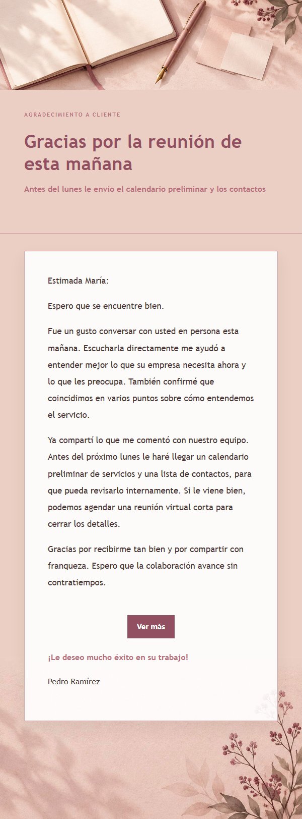 Rosa Editorial · Agradecimiento Post-Reunión 2
