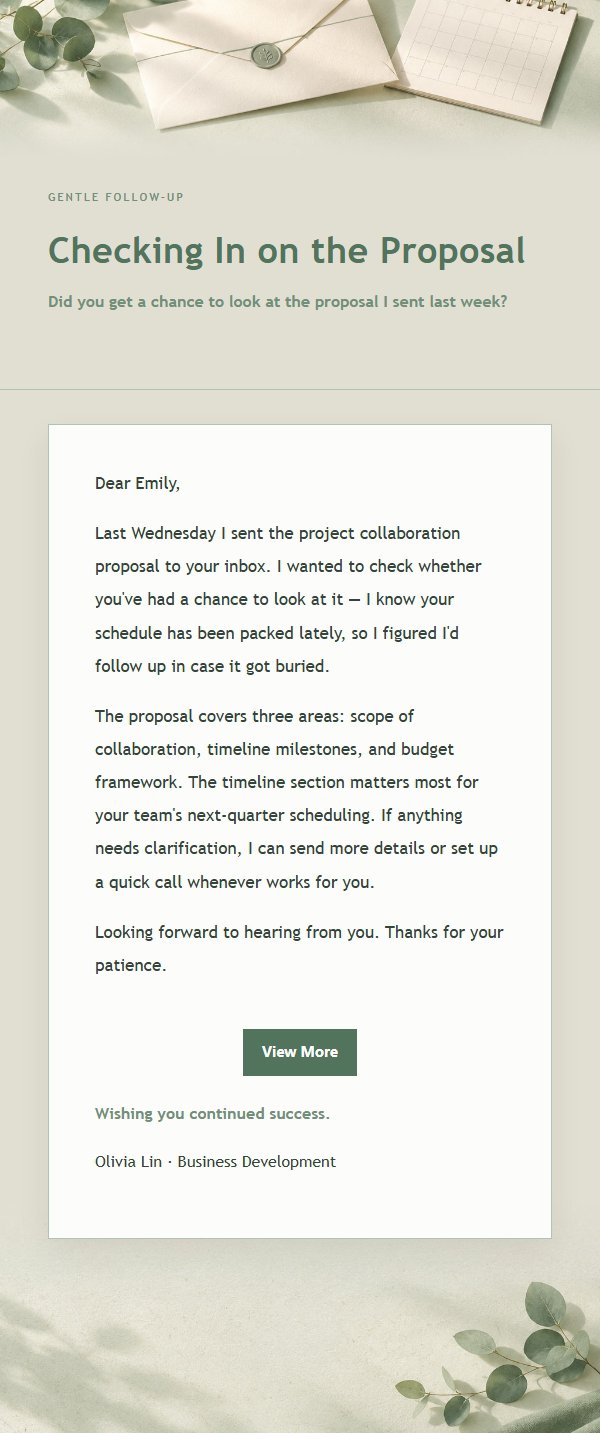 Sage & Ivory Polite Follow-Up Email