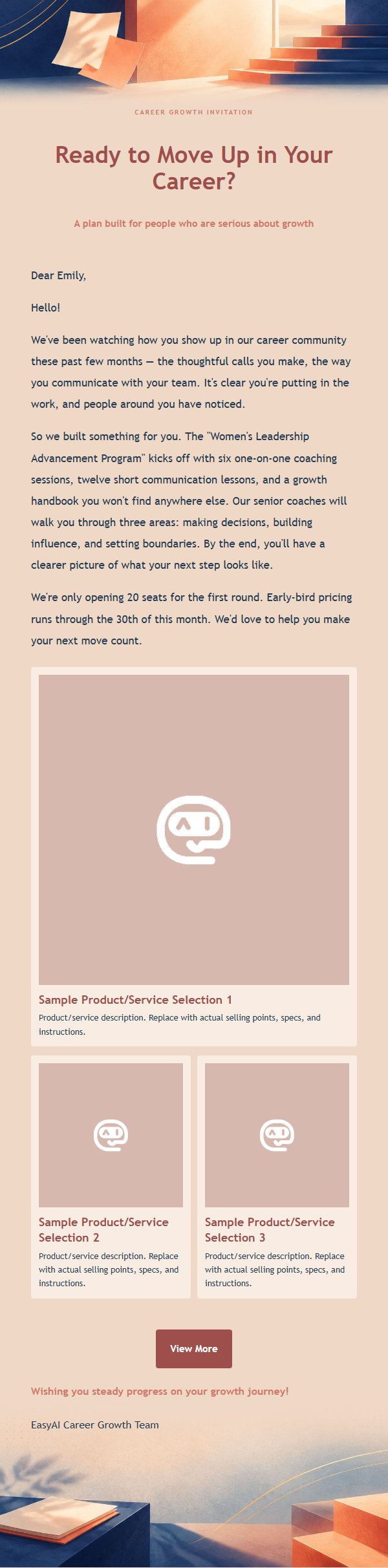 Coral & Navy Career Growth Email