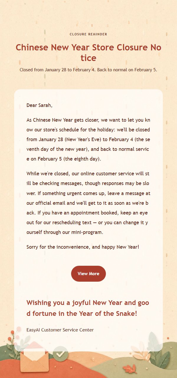 Coral Sunlight Holiday Notice Email 2