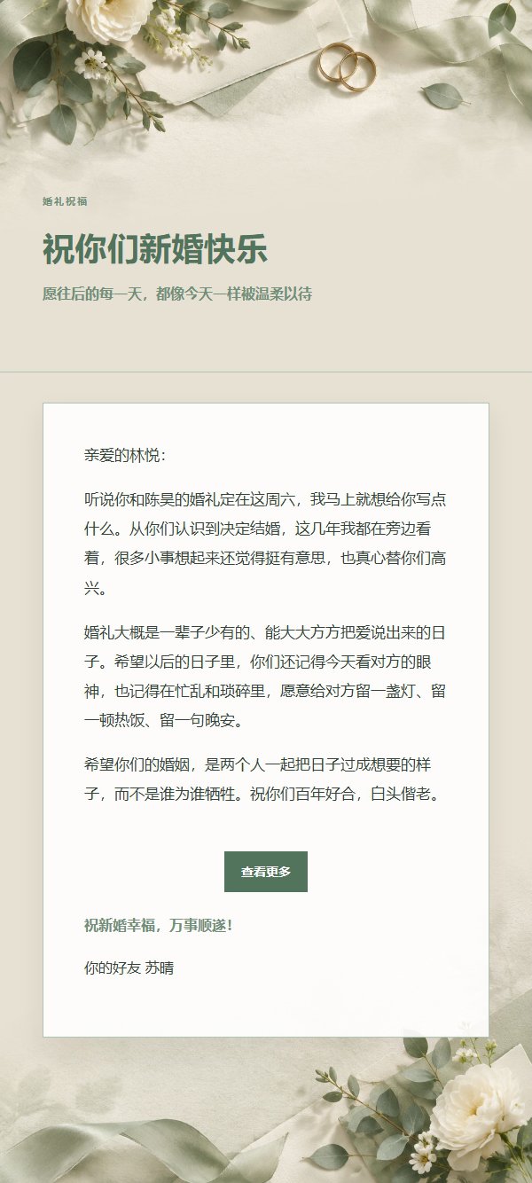鼠尾草象牙婚礼祝福信