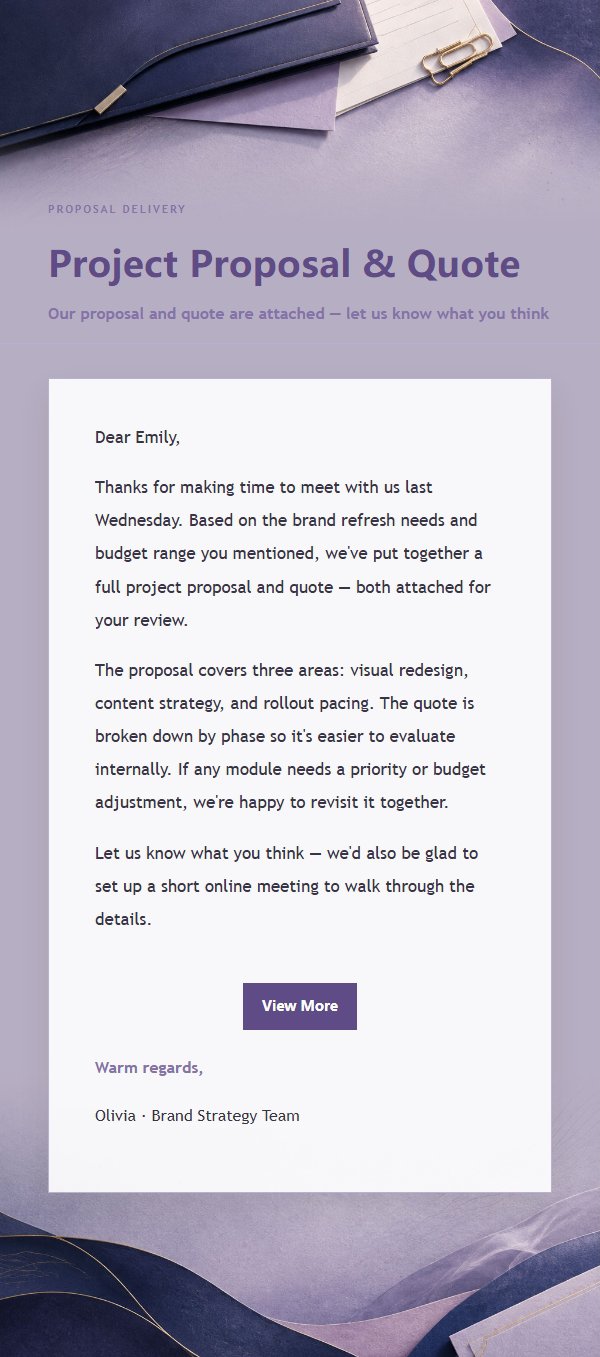 Lilac Ink Proposal & Quote Email
