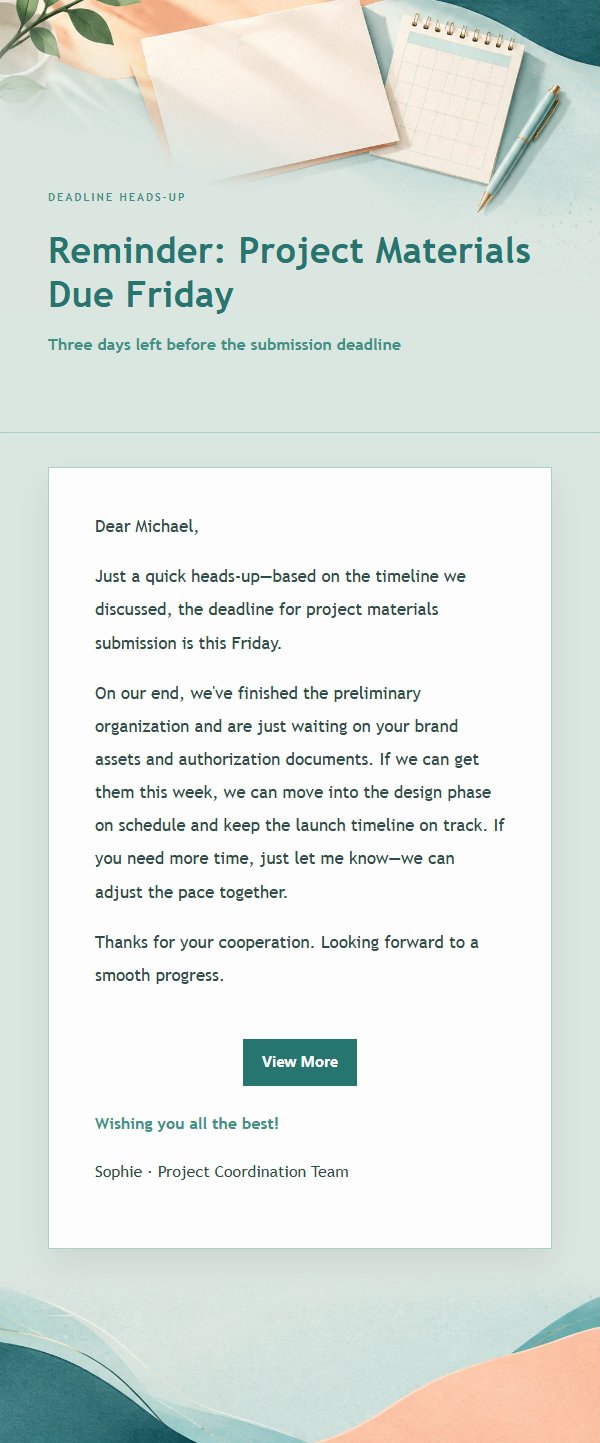 Peach & Teal Polite Follow-Up Email 2