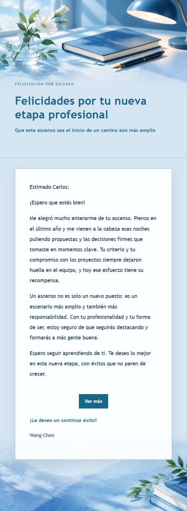 Felicitación por Ascenso en Azul Cobalto