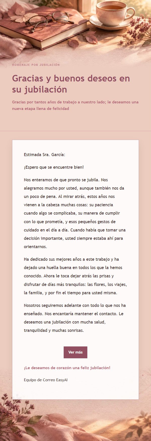 Carta de Despedida por Jubilación Estilo Rosa Editorial