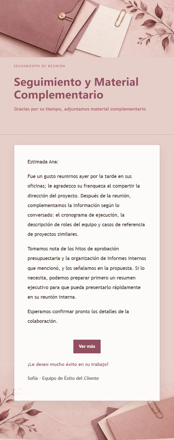 Correo de Propuesta y Cotización Estilo Rosa Editorial 2