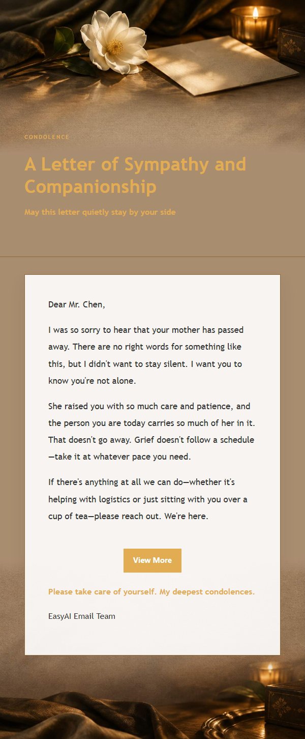 Charcoal Amber Condolence & Companionship Letter