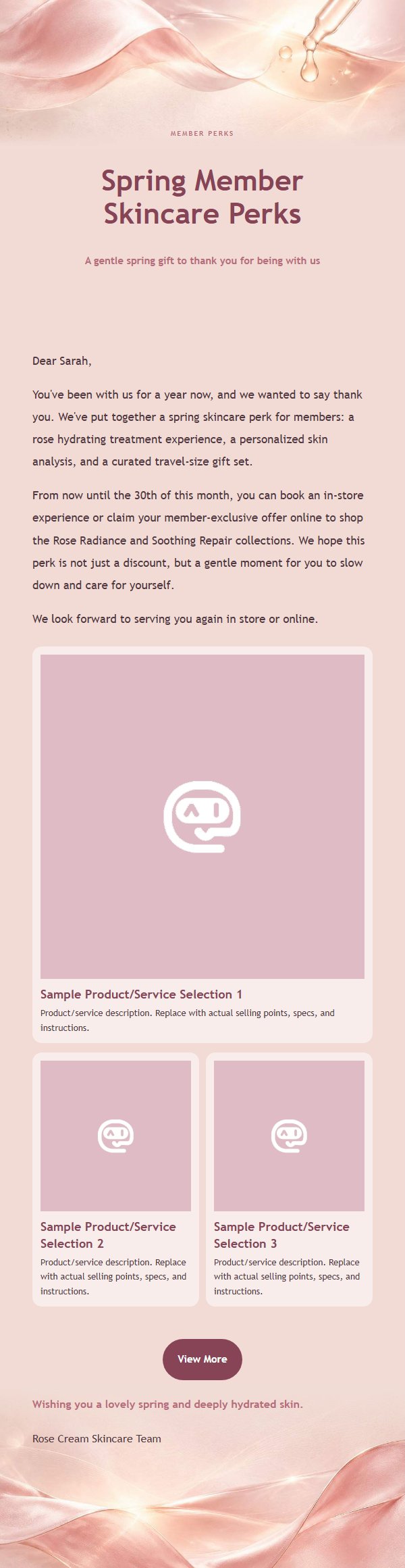 Rose Cream Skincare Promo Email 2