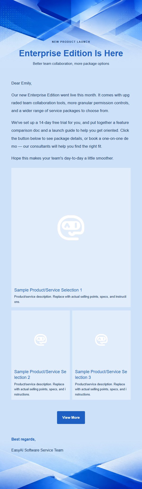 Cobalt Blue Software Service Promo Email