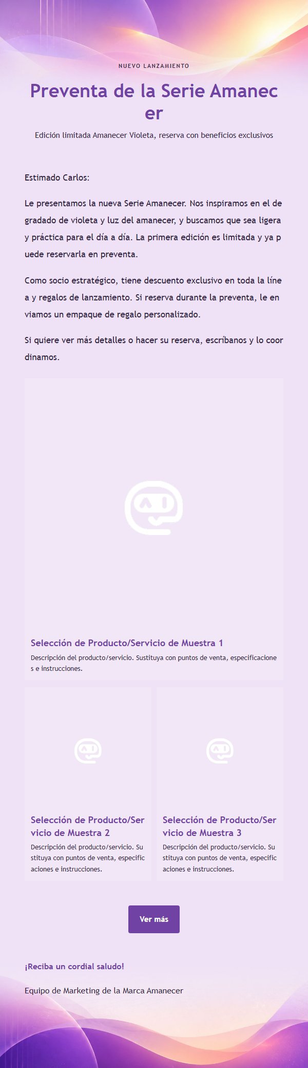 Carta de Marketing Amanecer Violeta