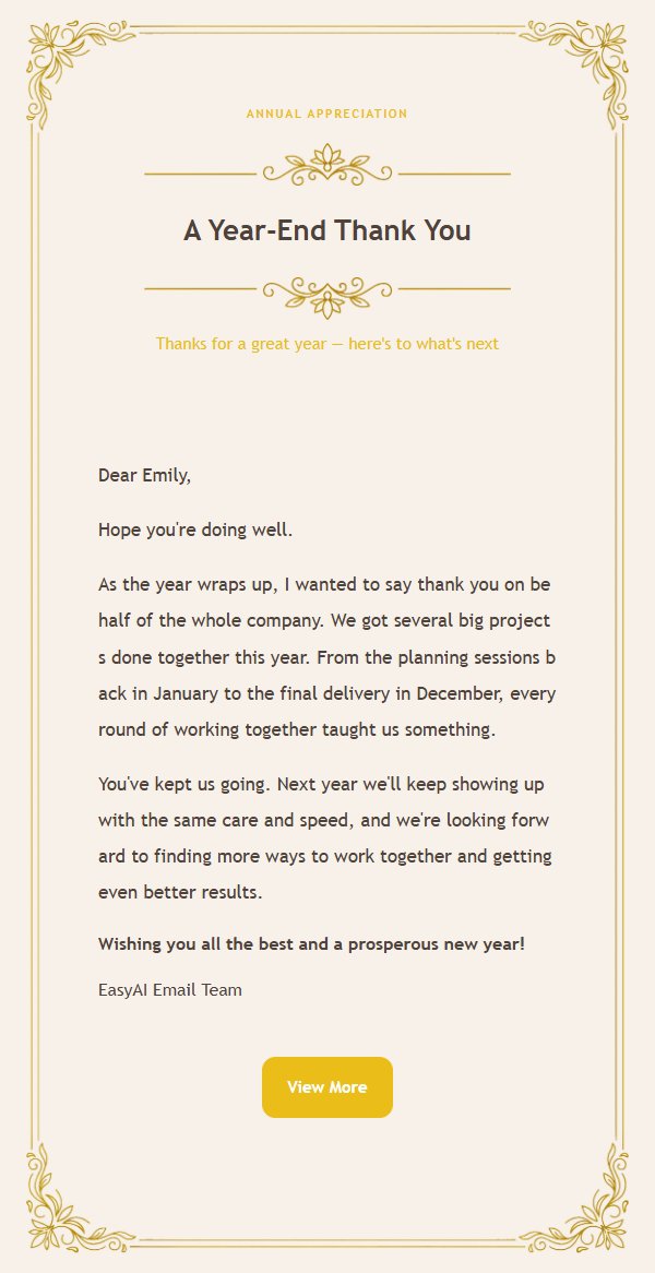 Gold Filigree Letterhead Business Thank-You Email 2