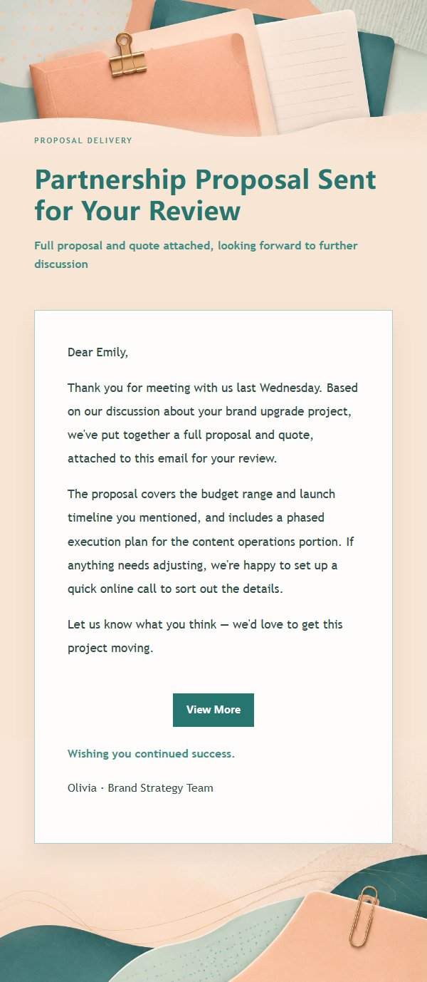 Peach & Teal Proposal Quote Email