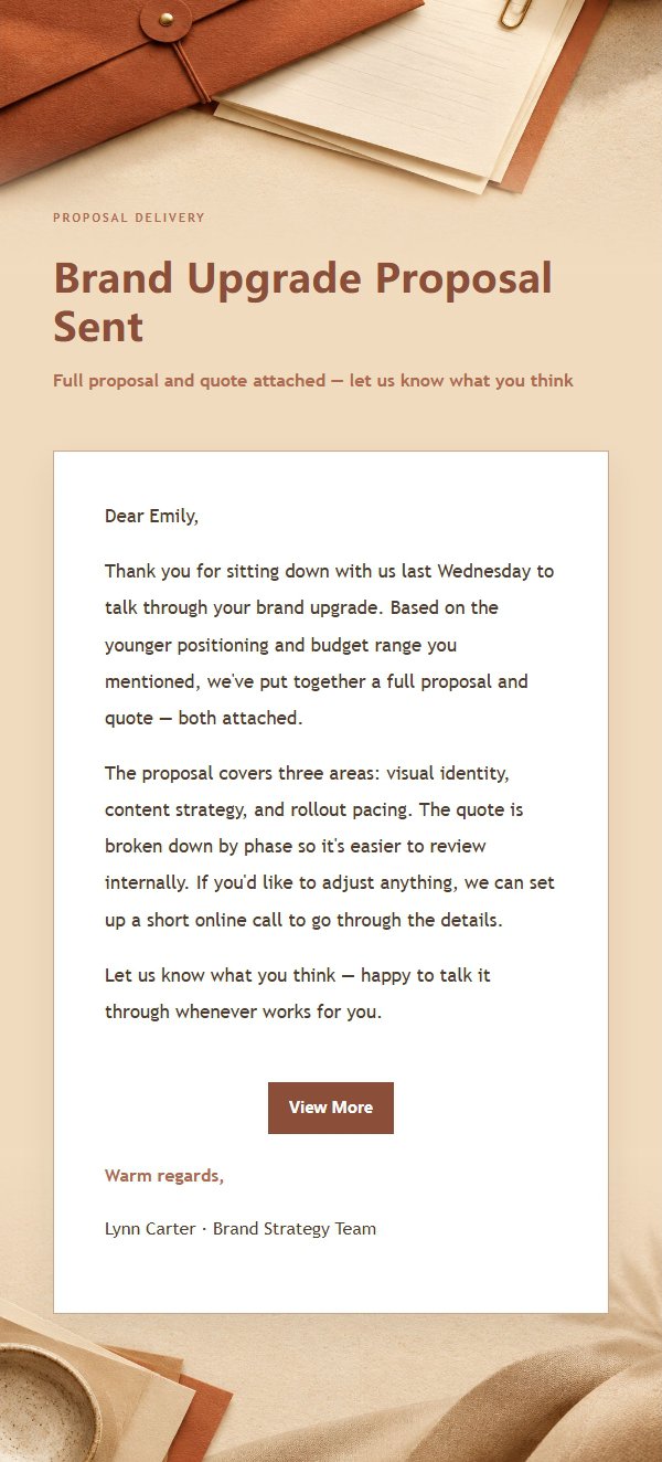 Terracotta Cream Proposal & Quote Email