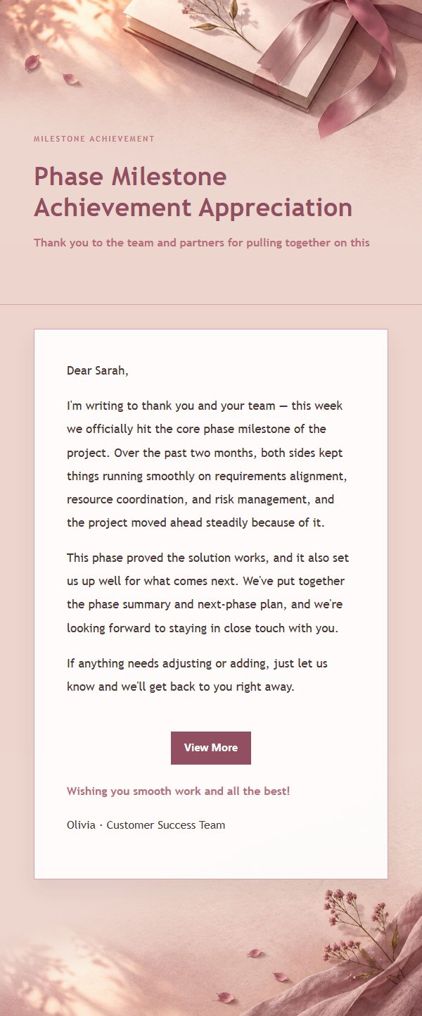 Rose Editorial Project Completion Thank-You Email 2