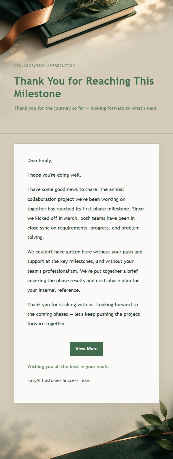 Forest Copper Project Completion Thank-You Email 2
