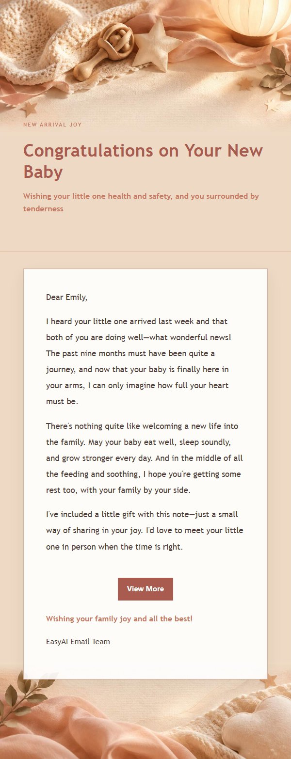 Coral Champagne Newborn Blessing Email
