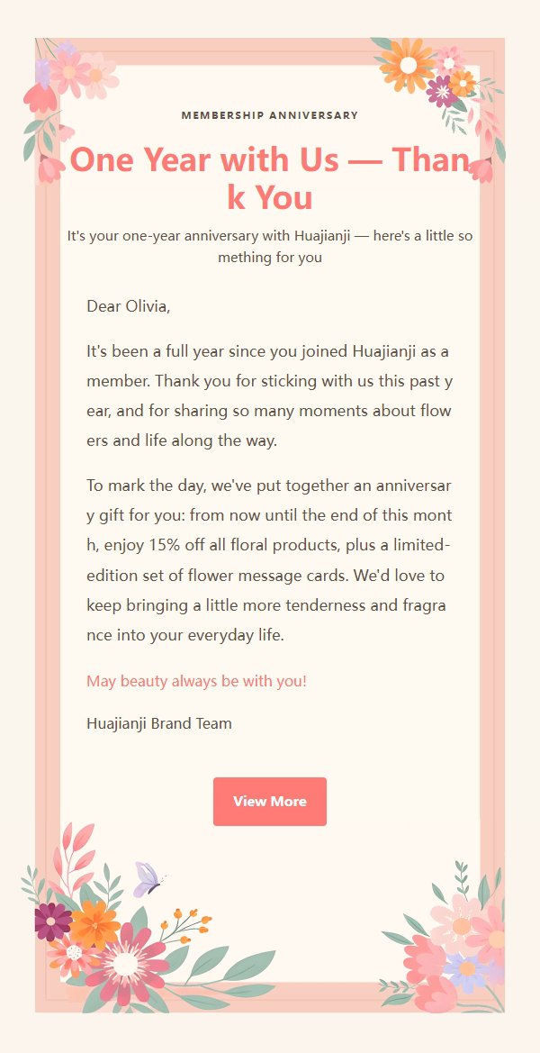 Pink-Orange Floral Frame Thank-You Email 2