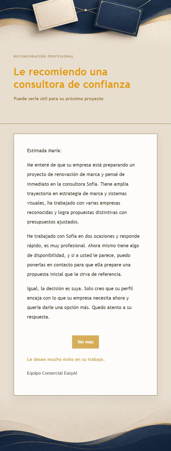 Correo de Referencia Comercial Azul y Dorado 2
