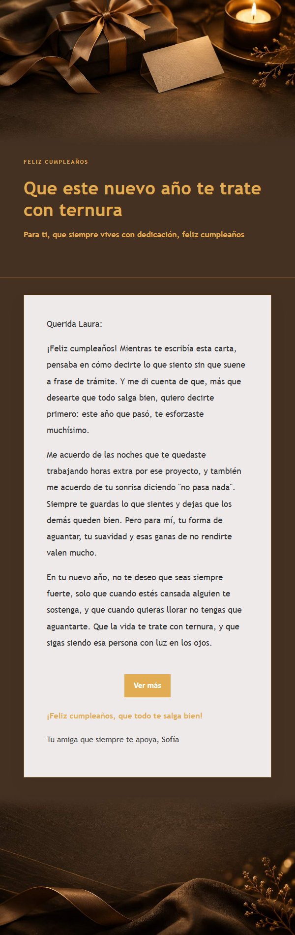 Carta de Cumpleaños Ámbar y Carbón