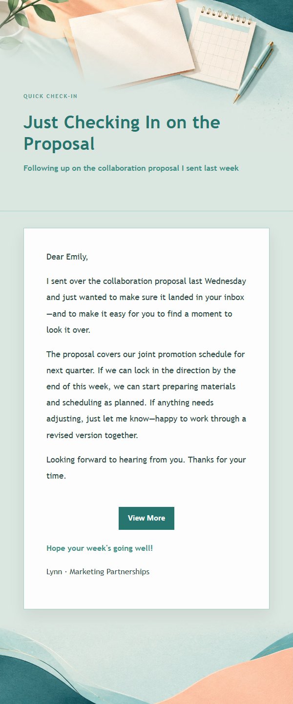 Peach & Teal Polite Follow-Up Email