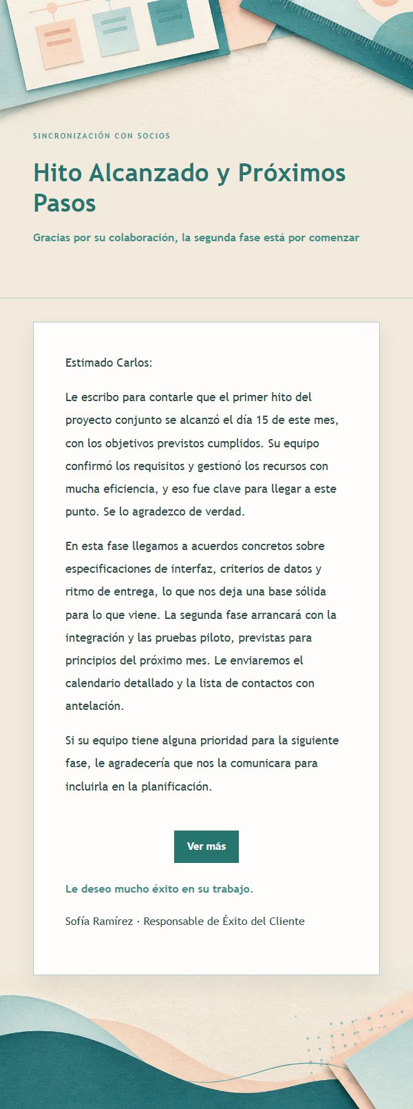 Correo de Avance de Proyecto Melocotón y Verde 2