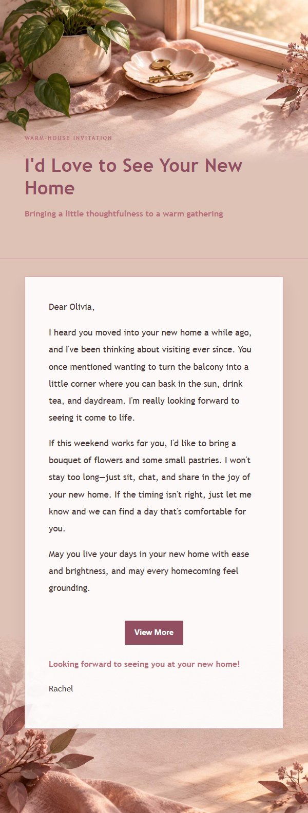 Rose Editorial Housewarming Blessing Email 2