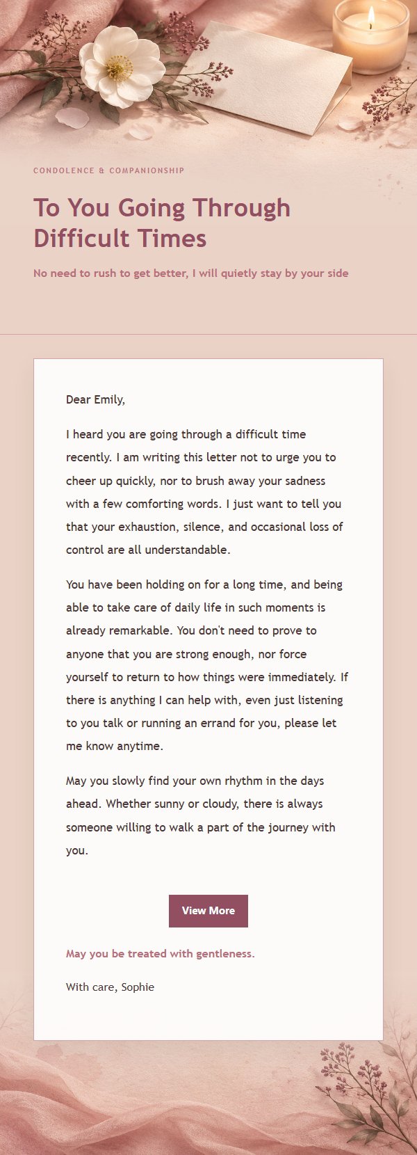 Rose Editorial Condolence & Companionship Letter