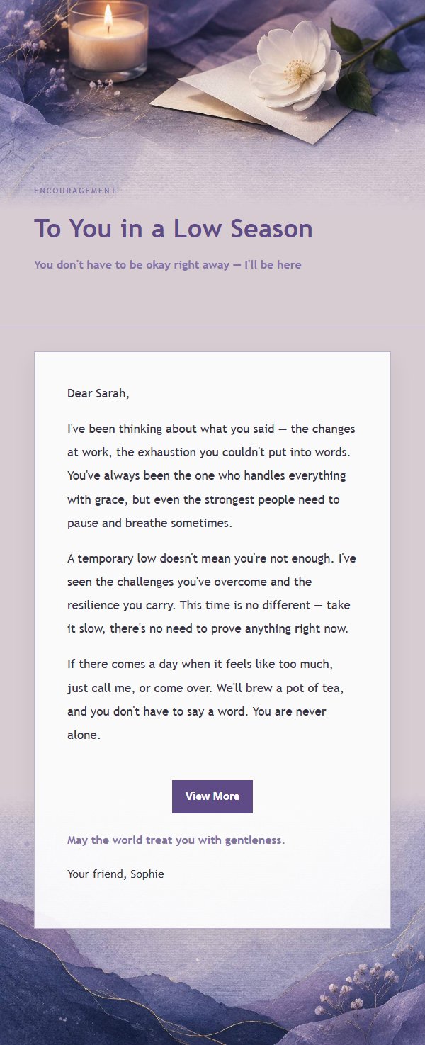 Lilac Ink Condolence & Companionship Email 2