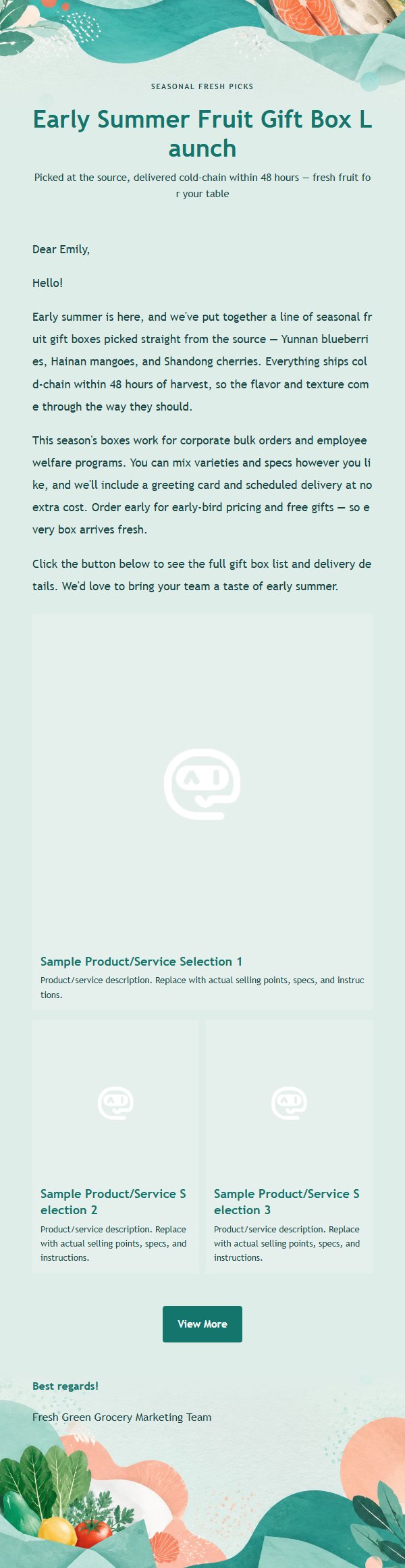 Fresh Green Food & Grocery Marketing Email