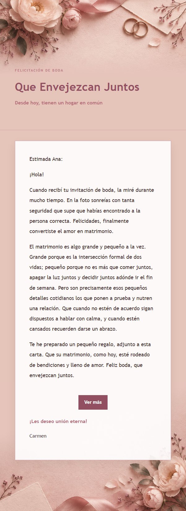 Bendición de Boda Estilo Editorial Rosa 2