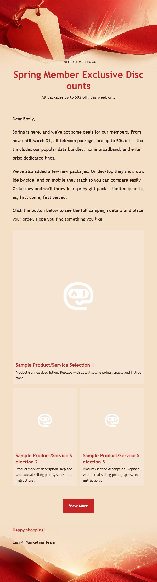 Red & Cream Promo Email Template