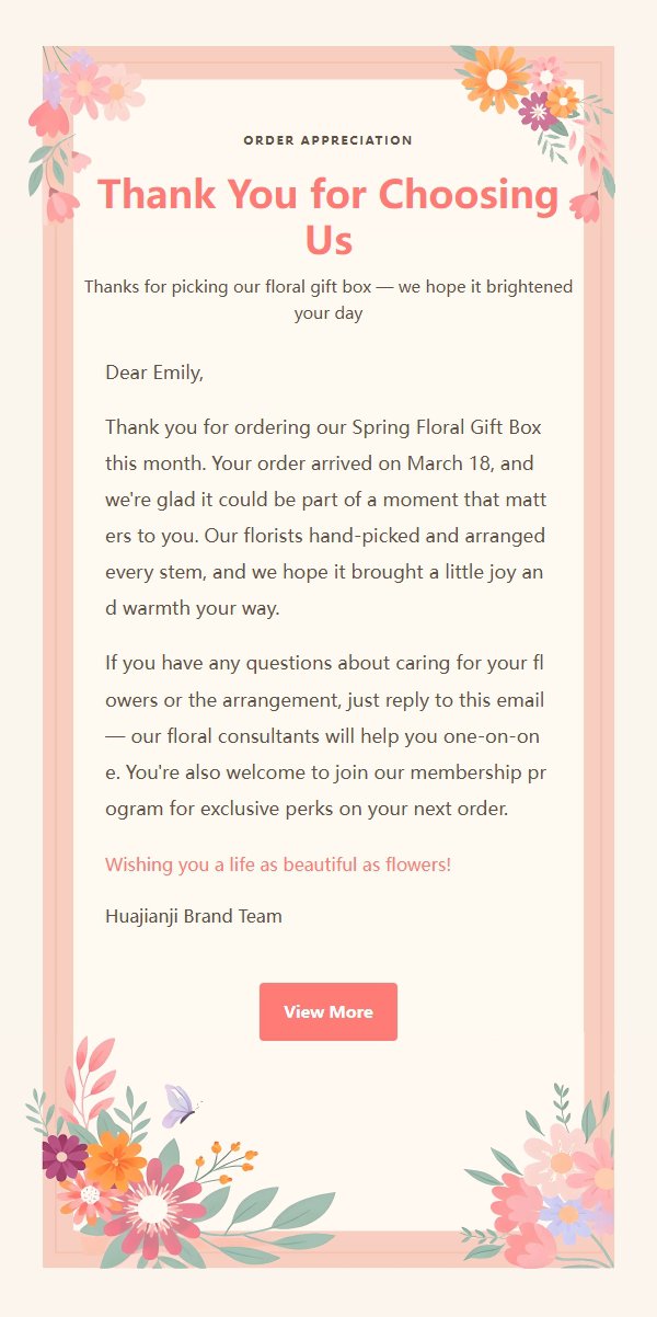 Pink-Orange Floral Frame Thank-You Email