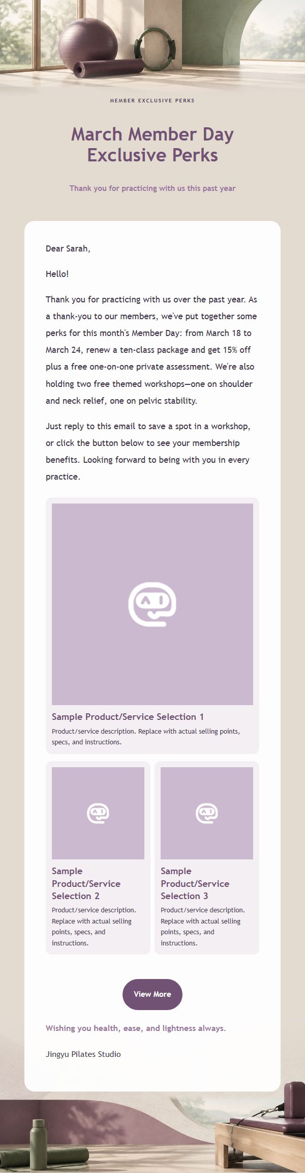 Plum & Sage Pilates Course Promo Email 2