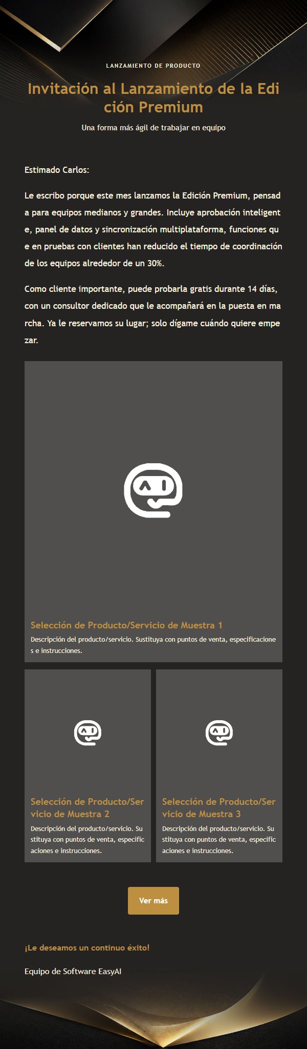 Correo Premium Negro y Oro para Software