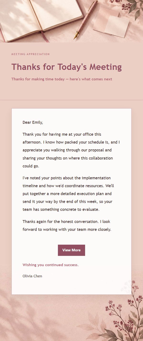 Rose Editorial Post-Meeting Thank-You