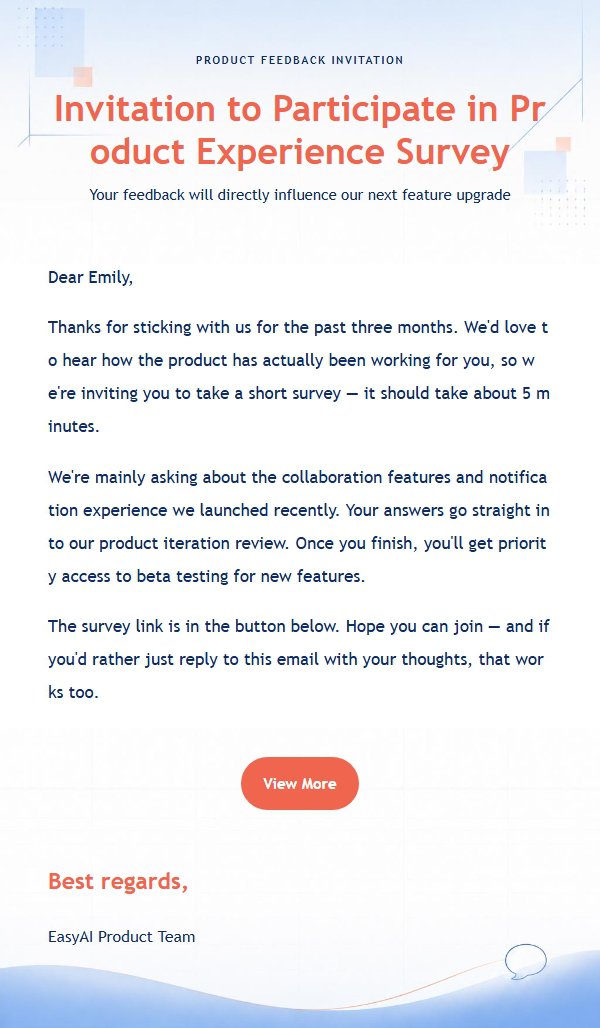 Cobalt Blue Feedback Survey Invitation