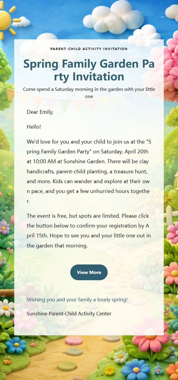 Sunny Sky Family Invitation Email